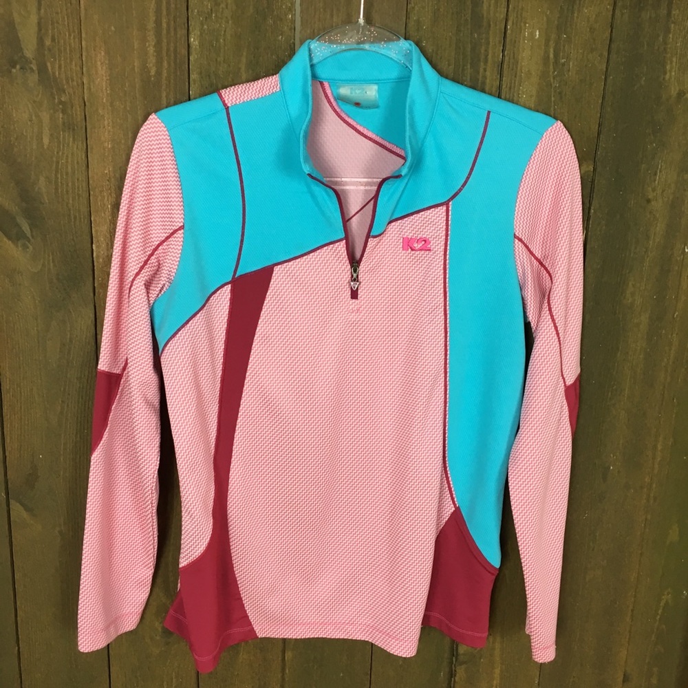K2 Women’s Pullover zip top pink sky blue  S